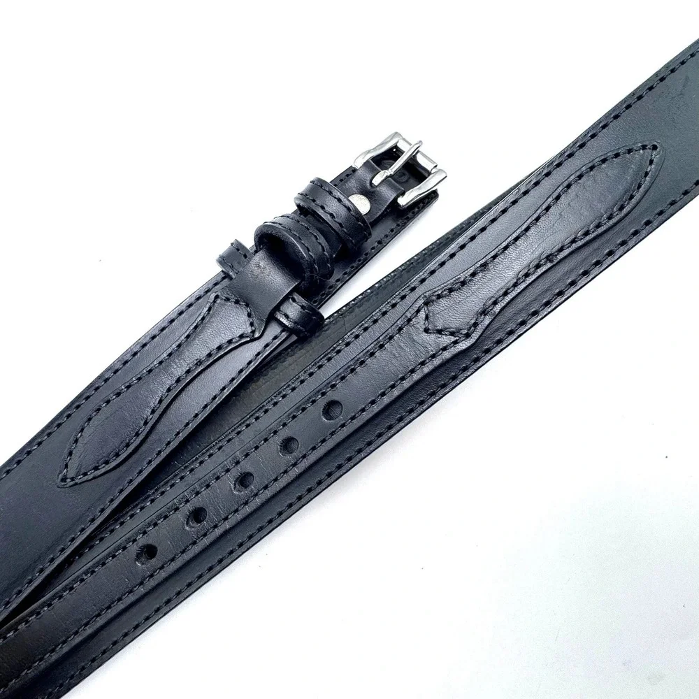 HANKS BELTS Men's 42 Black Genuine Leather 100 Year Ranger Belt Silver Buckle
